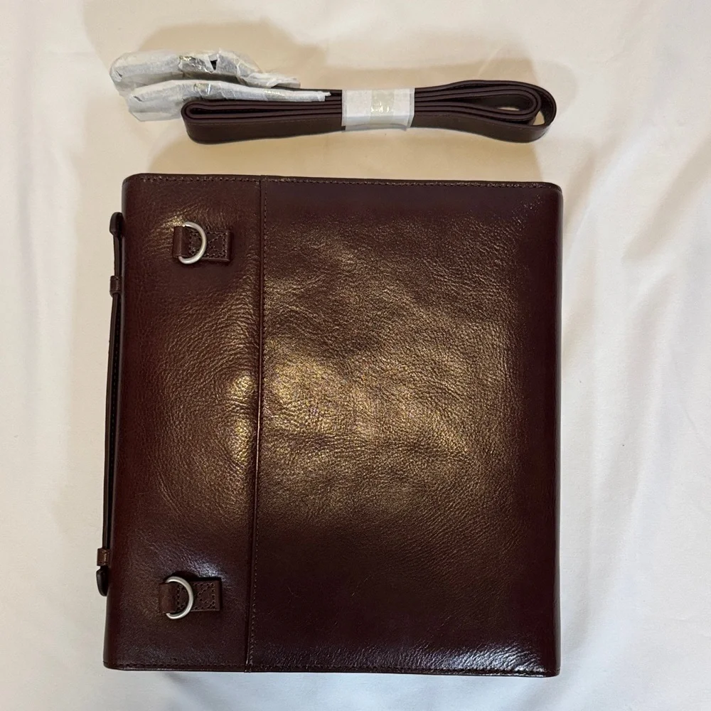 Brookstone Dark Brown Leather iPad/Tablet case -New